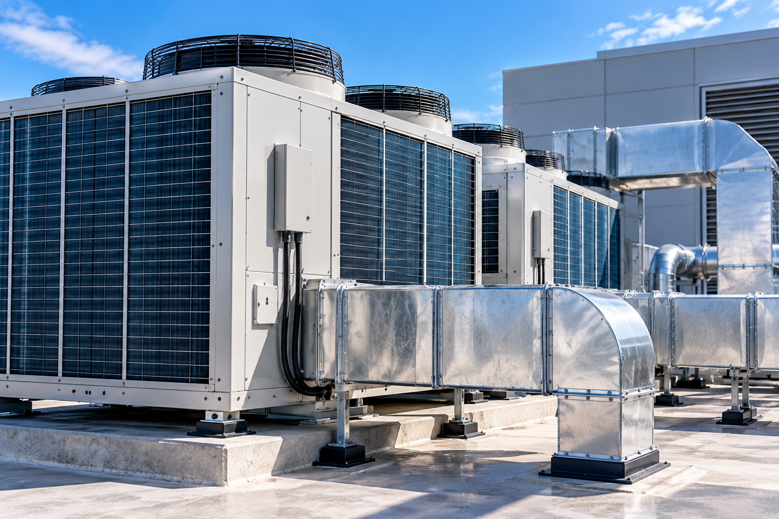 Equipos de aire acondicionado comercial en azotea